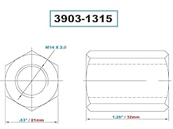 Vertex 3903-1315 M14 X 2 32mm Long Coupling Nut