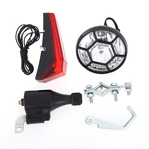 Festnight Bicycle Lights Set Kit Bike Safety Front Headlight Taillight Rear Light Dynamo No Batteries Needed