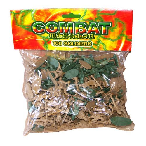 100 BOYS PLASTIC COMBAT MISSION TOY SOLDIERS BAG BUCKET PARTY BAG