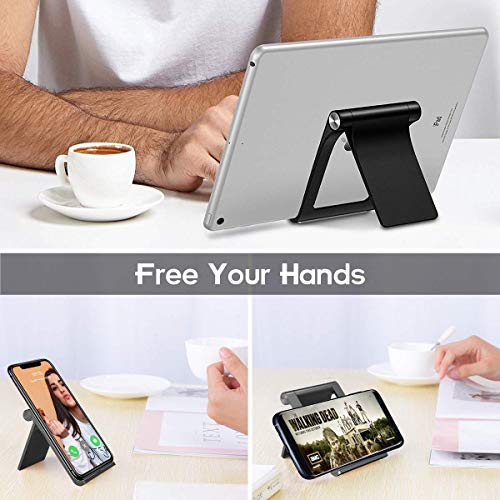 Portable Cell Phone Stand Holder Dock for Desk Bed Watching Movies,Compatible Phone X 8 7 6 Plus XS XR Max 6S 5,Pad Mini Pro Air Samsung, Smartphone Holder for Desktop Adjustable Foldable, 2 Pack