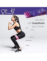 Slim Bee - Bandas de resistencia con bolsa de transporte. Juego de 4 - Juego de entrenamiento en casa - Bandas de ejercicio para glúteos y botas.