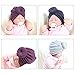ISHOWDEAL 5PCS Baby Hat with Bow Baby Caps Cotton Hat Turban Headband for Newborn Toddler and Children Suitable for Baby 12-24 months,Black,purple,navy Blue,gray,dark Green, 7.7x0.79 in