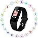 Kirlor Fitness Tracker, V10 New Version Colorful Screen Smart Bracelet with Heart Rate Blood Pressure Monitor,Smart Watch Pedometer Activity Tracker Bluetooth for Android & iOS (V10-Black)