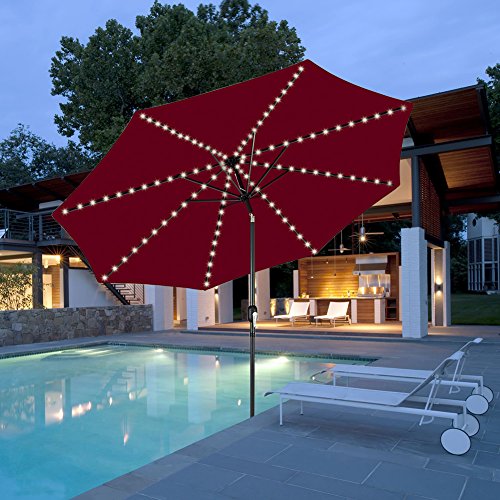 Patio Umbrella String Light Remote Control 104 LED Copper Wire Decor Lights Battery Operated Warm White
