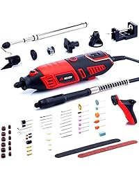 NoCry 10 125 - Kit de herramientas giratorias profesionales con motor eléctrico resistente de 170 W 1.4 A, 3 mandíbulas universales, 10 accesorios y 125 accesorios incluidos