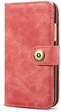 Gloriphy 2 in 1 Premium Suede Leather Wallet and Magnetic Detachable Slim Case Folio Cover with Card Slots for iPhone XR (Red)