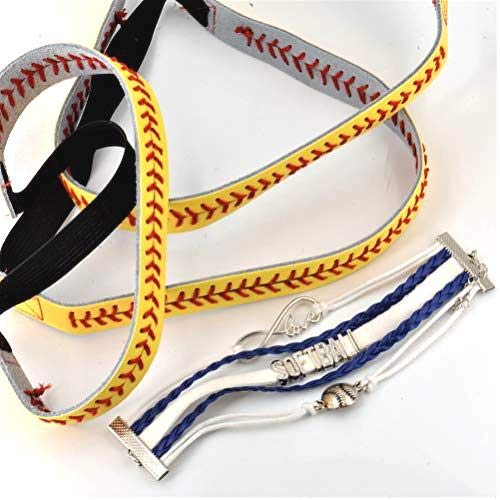Embolden Jewelry Softball GIFT SET - I Love Softball Wrap Bracelet (1) + Softball Thread Headbands (3)