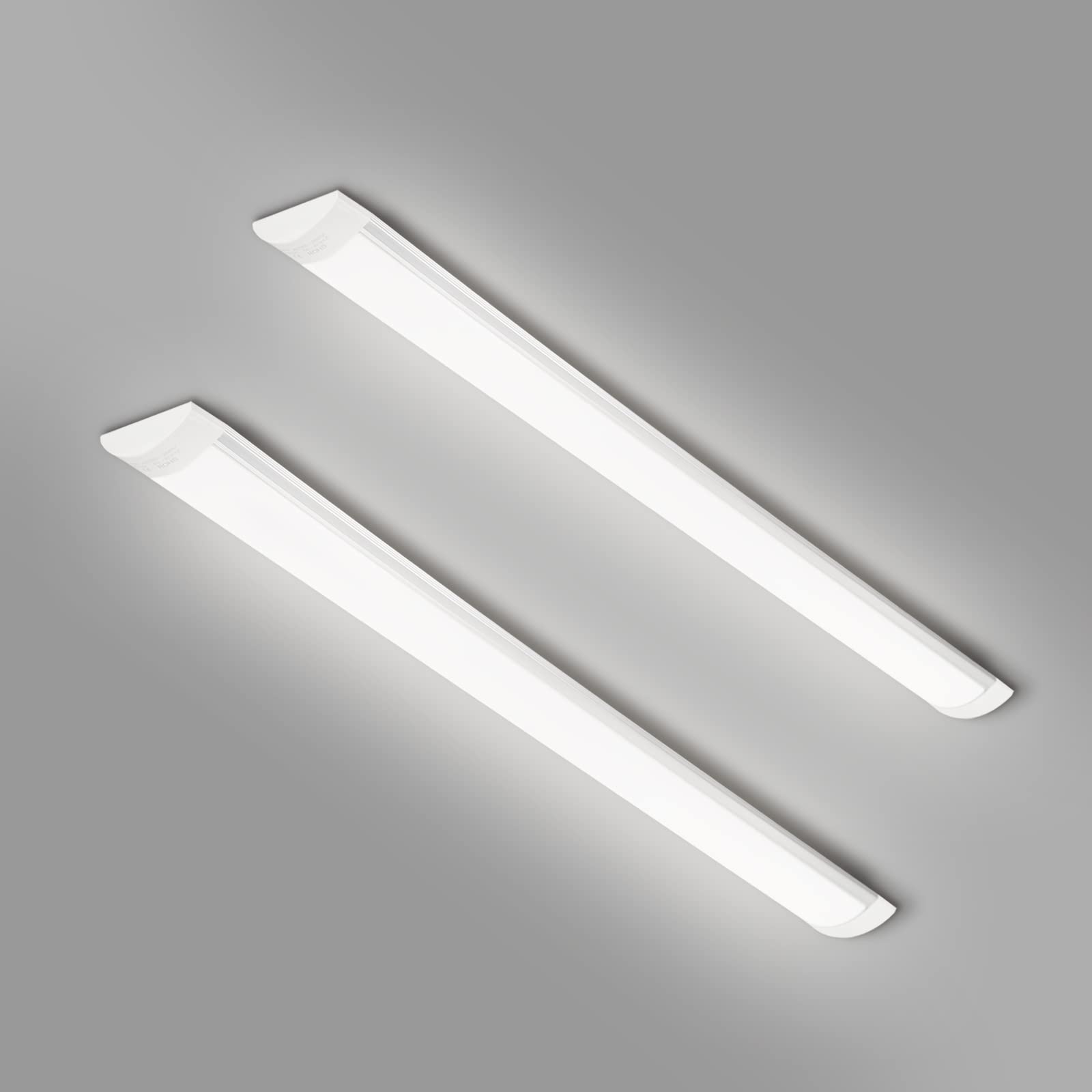 Photo 1 of colmeguna 2 Packs 3FT LED Batten Light, Ultra-Thin Ceiling Surface Mounted Light, 30W, Day Light 4000K, IP20, LED Ceiling Light Fixture for Garage, Shop, Hallway, Office, Market, Ver.2
