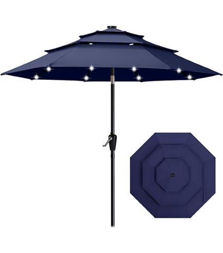 11 offset patio umbrella navy blue black pole threshold ABCCANOPY 11FT 3-Tier Solar Umbrella, 32 LED Lights, stainless steel fish clip down-my.img.susercontent.com/file/8baa3387b3524a9e... The sleek metal frame Color:BLACK (default) 1000+