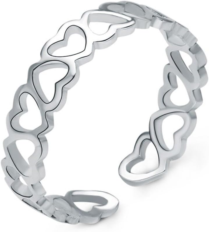 Lubier 1Pcs Silver LoveHeart Ring lucky Fashion Stainless Steel Woman Rings Ring Gift women men teen