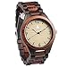 Treehut Wooden Watches for Men, Japanese Quartz Movement, Stylish Exotic Wrist Watch with Adjustable Stainless Steel Buckle, Wooden Straps, Watch Made from Ebony and Redwood, Relojes para Hombre