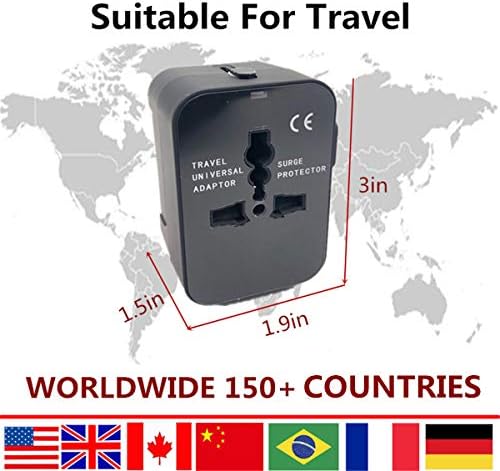 Asparkle Travel Adapter Worldwide All in One Universal Power Converters Wall AC Power Plug Adapter Power Plug Wall Charger with Dual USB Charging Ports for USA EU UK (Black)