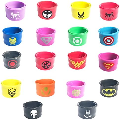 Yuuzz Superhero Slap Bracelet for Kids Boys & Girls Birthday Party Supplies Favors (18 pack)