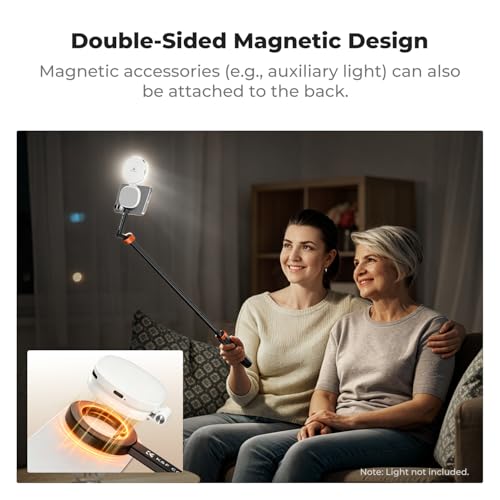 K&F CONCEPT Magnetic Mobile Phone Tripod with Remote Shutter, 1.8 m Portable Extendable Selfie Stick, Double-Sided Magnet, Made of Aluminium Alloy, Compatible with iPhone/Samsung/Android Mobile Phones