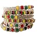 6 PCS Hemp Bracelet Set for Men 6 PCs - Rasta Bracelets Pack with Jamaican Color Beads - Handmade - Braided with Natural Rope - Mens Reggae Theme Surfer Summer Jewelry
