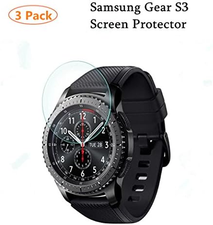 Samsung Gear S3 Screen Protector Anti-Scratch Anti-Fingerprint Bubble Free Ultra-clear Tempered Glass Screen Protector 0.3mm 9H Hardness For Samsung Gear S3（3-Pack)