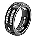8mm Men Black Titanium Ring Wedding Band with Stainless Steel Cables and Screw Design Wedding Ring