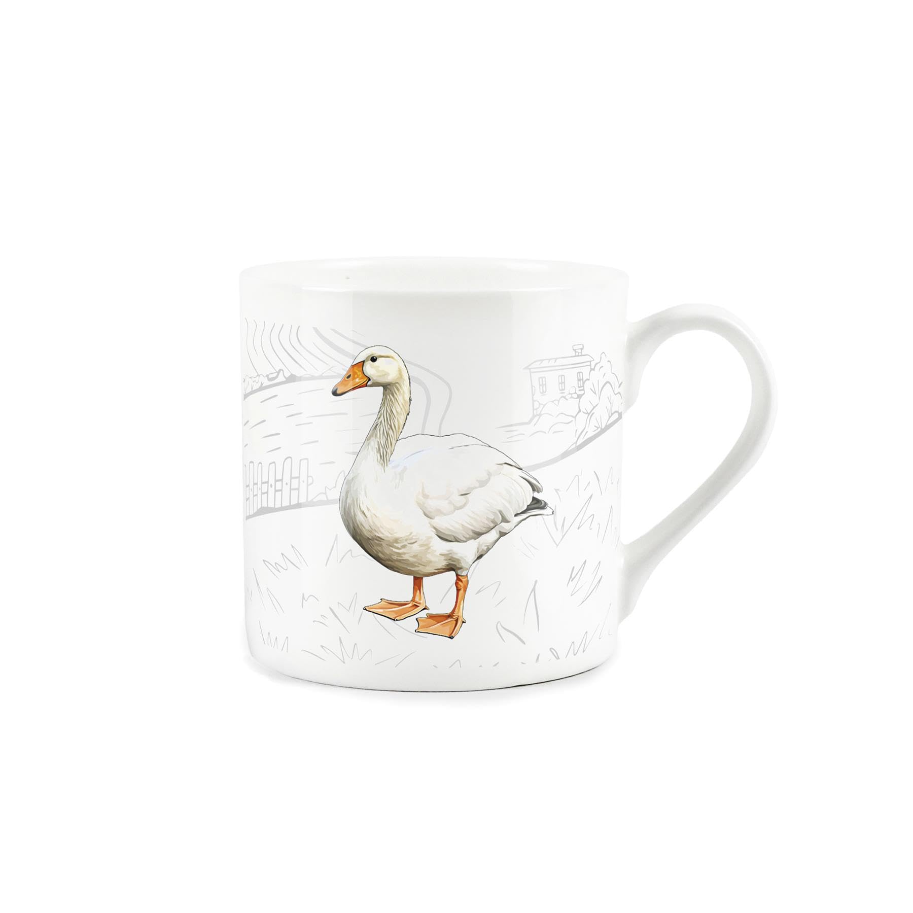 Purely Home Goose Mug - Countryside Farm Animals Fine Bone China White Mug Coffee/Tea Present Gift for Animal Lovers