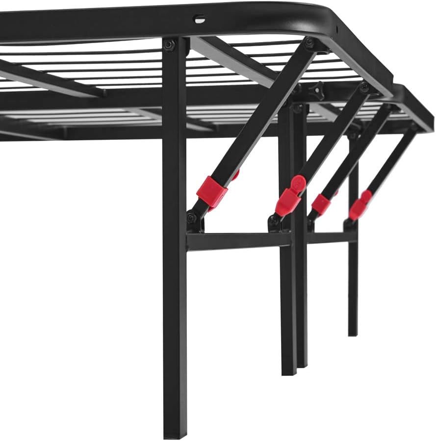 Basics Foldable, 14" Metal Platform Bed Frame with Tool-Free Assembly, No Box Spring Needed - Twin: Furniture & Decor