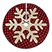 Ivenf Christmas Tree Skirt, 48 inches Buffalo Plaid with Burlap Snowflake, Rustic Xmas Holiday Decoration, Red and Black