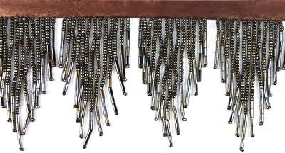 3" Variegated Beaded Fringe - Iridescent Dark Olive - 1 Yard