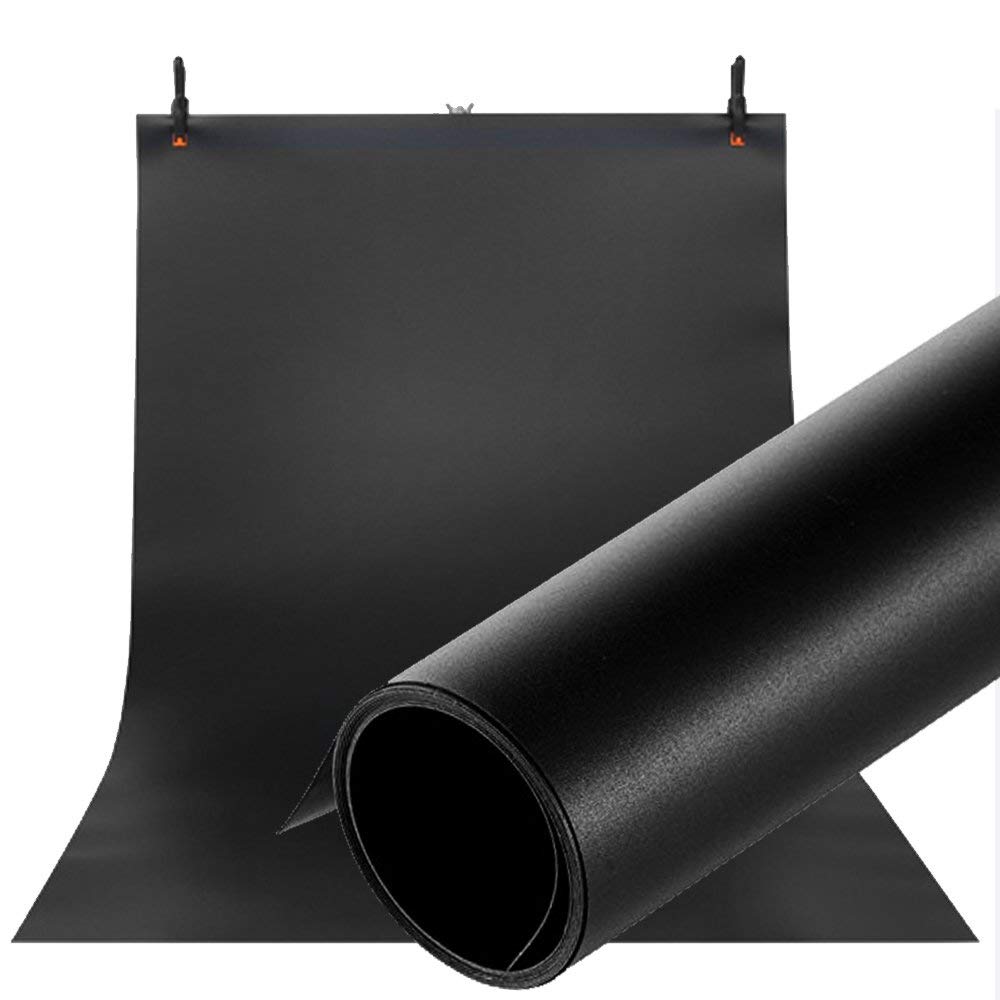 Selens PVC Background 60 x 130 cm Waterproof Photography Backgrounds Mat and Smooth Double-Sided Background for Photo Studio Black