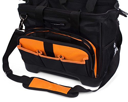 Internet's Best Soft Sided Tool Bag | 14 Inch | 16 Pockets | Wide Mouth Hard Base Tool Storage and Organizer Box
