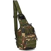 Viriber Tactical Backpack, Waterproof Military Cross-body Molle Sling Shoulder Backpack Chest Bag for Outdoor Every Day Carry Green Camo