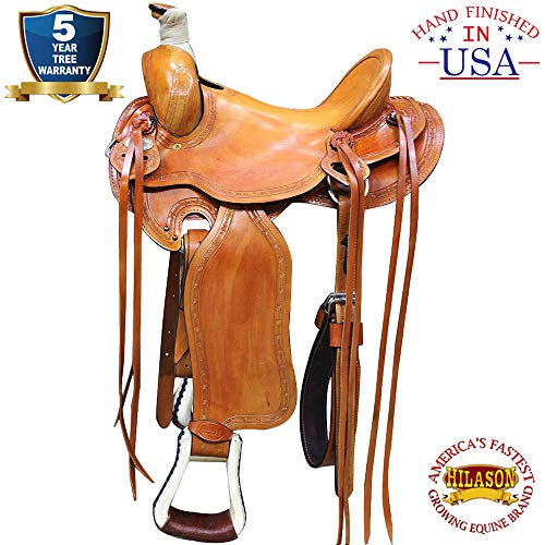 HILASON 15″ Western Leather Big Cowboy Roping Saddle Beige