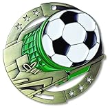 Gold Soccer M3XL Medal - 2.75 Inches - Includes Red, White & Blue V-neck Ribbon