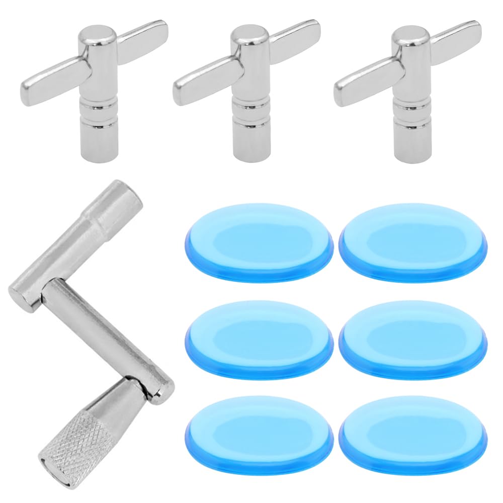 MuzcYM 4 Pcs Adjustable Drum Key & 6 Pcs Snare Drum Mute Pads Set – Drum Tuning Tool Kit for Drummers, Percussionists, Drum Maintenance, Practice & Live Performance