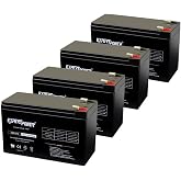 ExpertPower EXP1272 (4 Pack) - 12V 7.2Ah Battery for UPS with F2 Terminals | Rechargeable 12 volt battery for alarm, fish finder, feeder, ride on toys, scooter, ADT replacement, Sealed Lead Acid