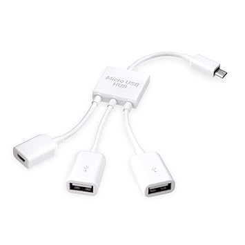 kwmobile 3in1 Micro USB Adapter - Mikro USB Verteiler OTG Hub für Smartphone Tablet - USB Verteiler Handy dreifach in Weiß