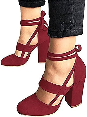 High Heel Pumps Women Sexy Cusp Toe Velvet Suede Straps Thick High Heeled Sandals
