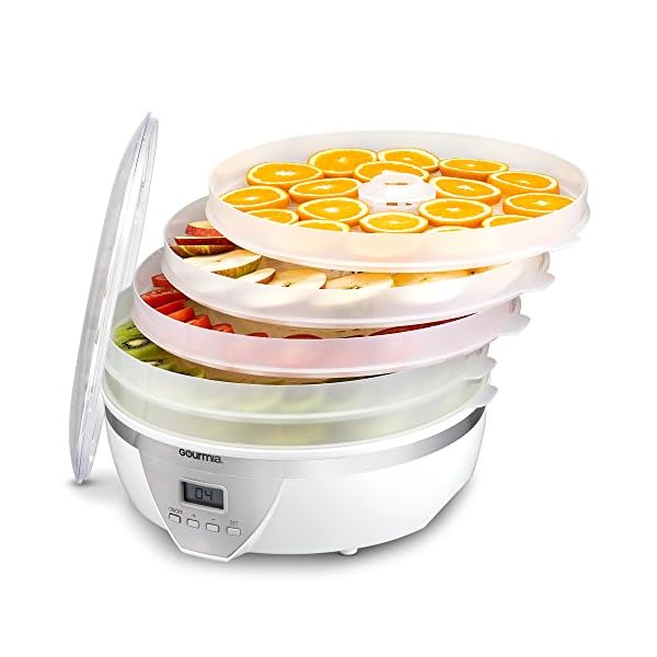 Gourmia-GFD1550-Food-Dehydrator-With-Digital-Temperature-Settings-Five-Nesting-Tray-Drying-System-for-Beef-Jerky-Fruits-and-More-BPA-Free-Plus-Free-Recipe-Book