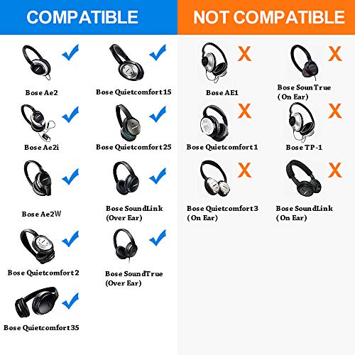 Bose Replacement Ear Pads by Link Dream - Replacement Ear Cushions Kit Memory Foam Earpads Cushion Cover for Bose Headphones QC15/ QC35/ QC25/ QC2/ Ae2/ Ae2i/ Ae2W SoundLink SoundTrue, 2 Pieces
