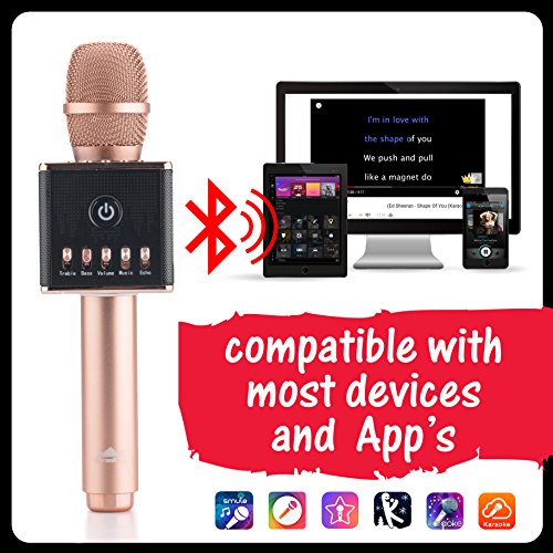Bluetooth-Karaoke-Microphone-H8-20-with-Smartphone-holder-and-LED-Lights-Speaker-Bluetooth-Machine-for-Easy-Connection-to-iPhone-and-Android-The-Perfect-Home-KTV-Karaoke-Singing-Rose-Gold