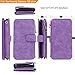 Samsung Galaxy S8 Plus Case [Detachable Wallet Folio][2 in 1][Zipper Cash Storage][Up to 14 Card Slots 1 Photo Window] Premium PU Leather Purse Clutch with Removable Inner Magnetic TPU Case - Purple