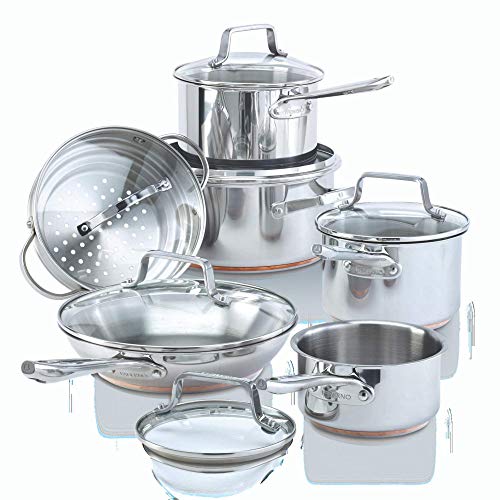 Paderno 12Piece StainlessSteel Copper Core Cookware Set Kitchen