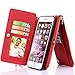 iPhone 6S Case, iPhone 6 Case, Itrendz 12 Card Holder Pro - [Zipper Cash Storage] Premium Button PU Leather Wallet Case Cover With Detachable Magnetic Hard Case For iPhone 6S/6 (4.7 Inch), Red