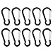 fitTek 10 Black S Carabiner Camp Spring Snap Clip Hook Keychain Keyring Climbing Hiking ( pack of 10)