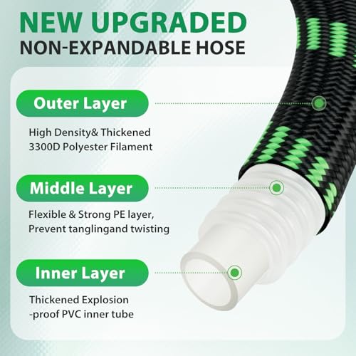 Ahititi Garden Hose 100 ft Water Hose Flexible Non-Expandable Outdoor Heavy Duty Lightweight Leakproof Kink-free flex Watering Hose Pipe for 3/4 inch Fitting Yard Lawn Outside Car Wash