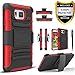 Galaxy Alpha Case, Combo Shell Cover Kickstand with Built-in Holster Locking Belt Clip+Circle(TM)Touch Screen Pen And Screen Protector-Red