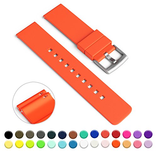 GadgetWraps 20mm Silicone Watch Strap / Band with Quick Release Pins (Pure Orange, 20mm)