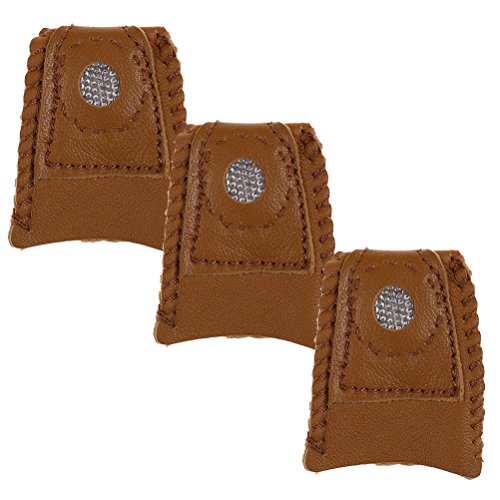 3 Pack Leather Coin Thimble Comfortable Thimble With Metal Tip DIY Sewing Tool Handmade Needlework Thimble Cover By DINGJIN