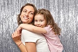 Metallic Silver Fringe Tinsel Curtain 3 x 8 Feet 2
