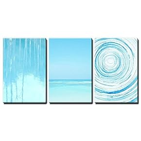 3 Panel Light Blue Trees Relection in Water...