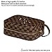 Luxouria Luxury Checkered Makeup Bag for Women (Brown), Men Toiletry Travel Pouch | Compact, Portable for Personal Storage, Cosmetic, Make Up | PU Vegan Leather with Zippered Access | Carry-On (Brown)
