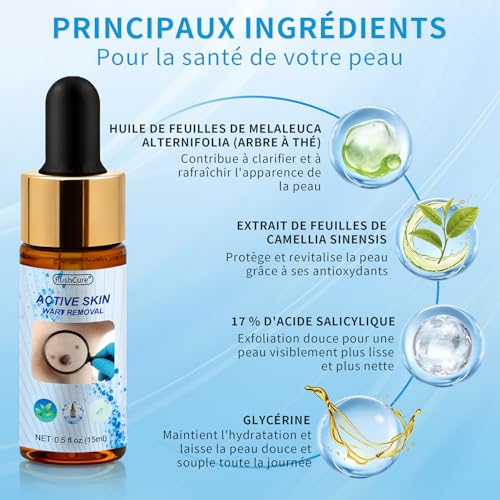 Action Removal of Skin Tags – Precision Face & Body Pipette | Targeted Removal of Plantar, Vulgar and Flat Warts | Soft Formula, Travel Size (15 ml)