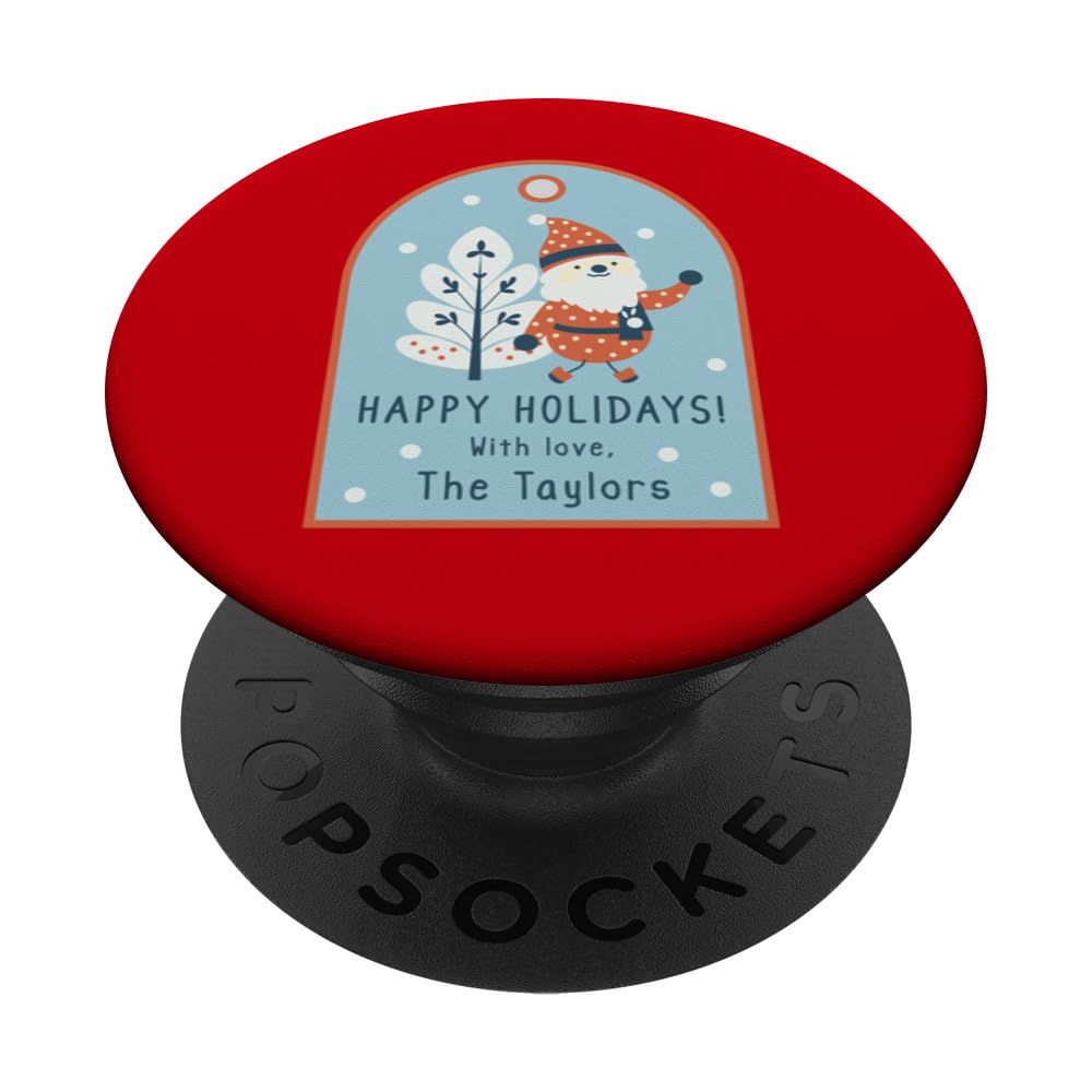 Happy Holidays With Love from The Taylors, Christmas PopSockets Swappable PopGrip